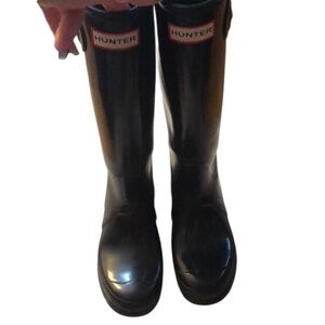 Hunter Black Rubber Wellington Rain Boots